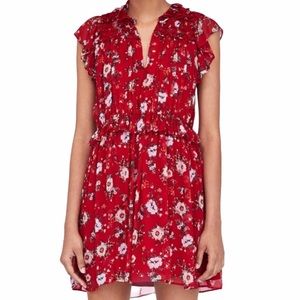 ZARA Red Mini Dress with Ruffle Detailing